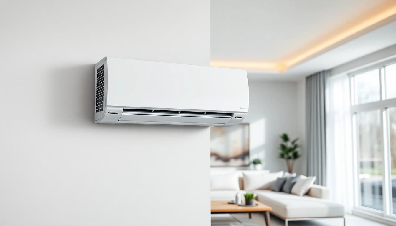 Modern mini split ac system enhancing comfort in a stylish living room setting.