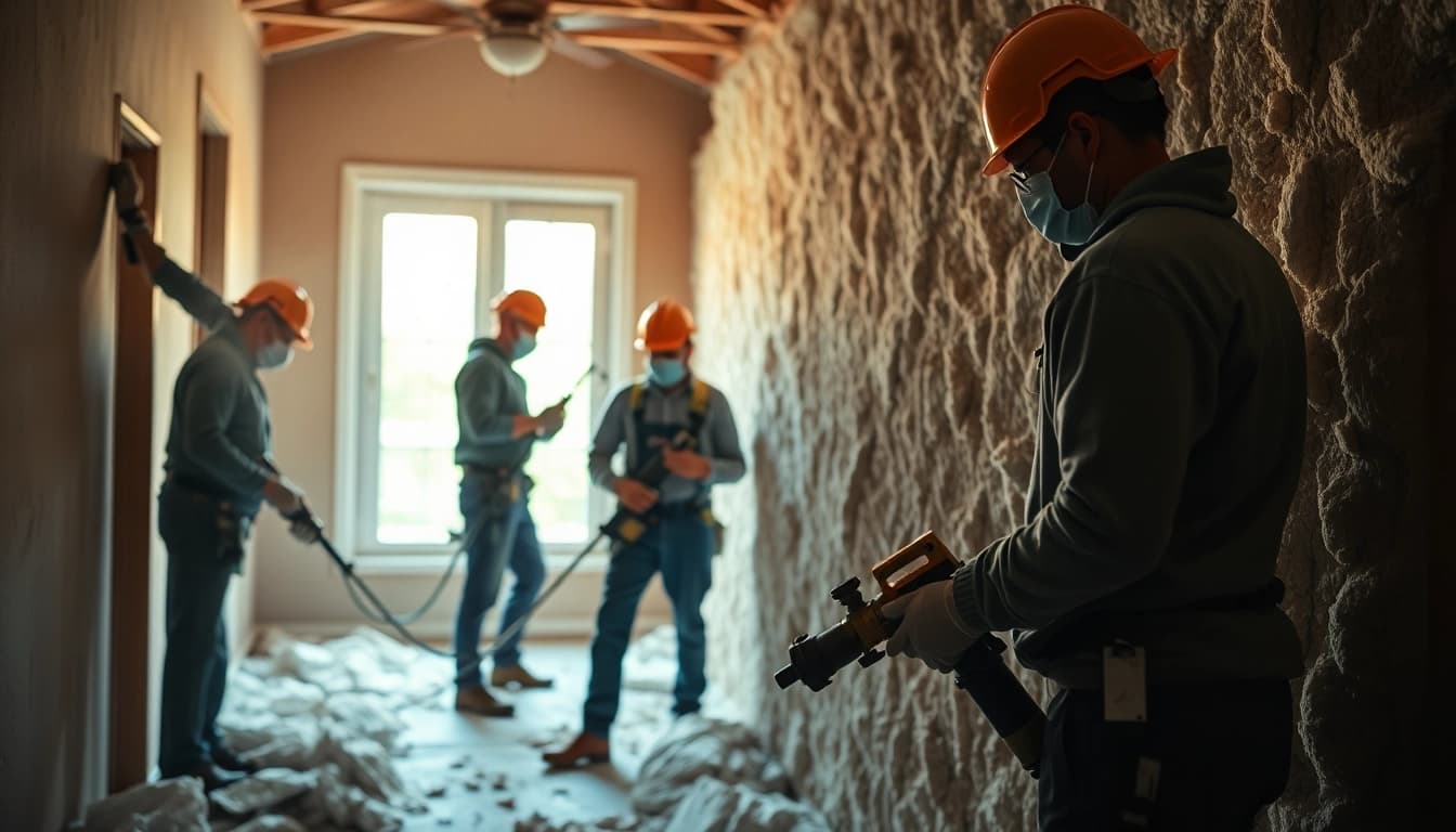 Efficient spray foam removal in West Sussex by a skilled team in protective gear