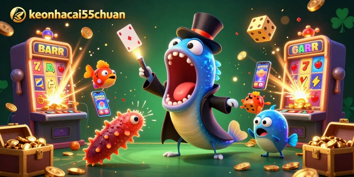 Engage in thrilling card magic with keonhacai55chuan featuring vibrant undersea characters and casino elements.
