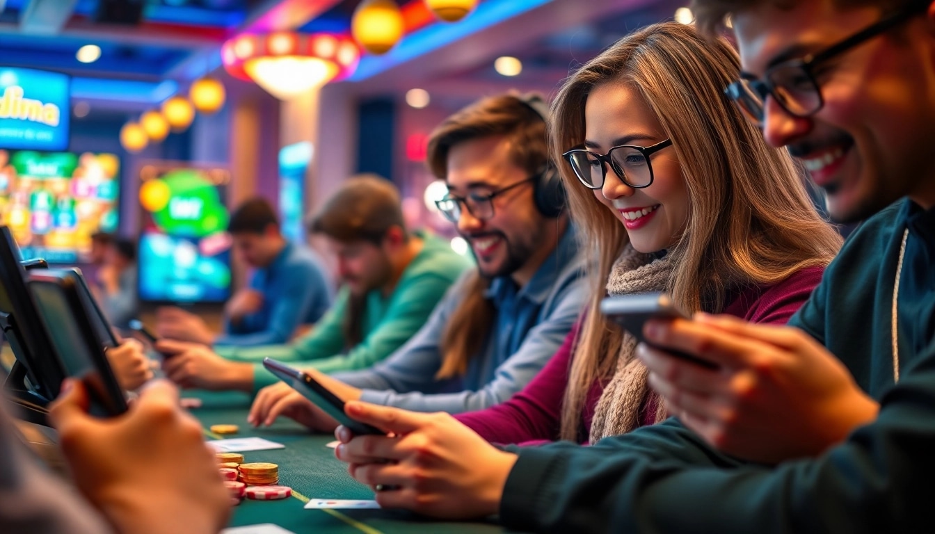 Players engaged in thrilling online card games at gamebaidoithuong.com.vc, showcasing excitement and engagement.