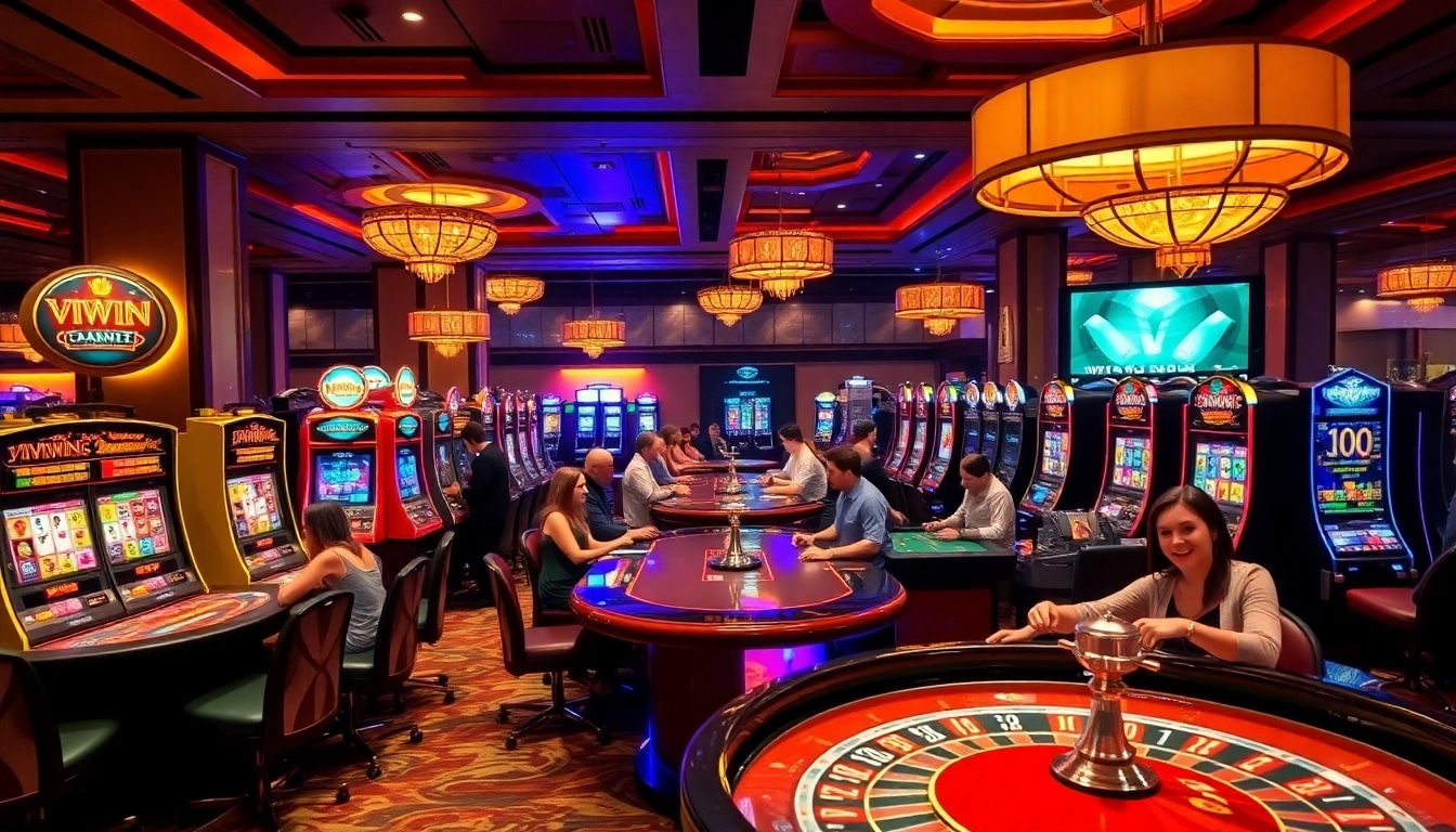 Excited players enjoying VIPWIN's casino games in a luxurious setting.
