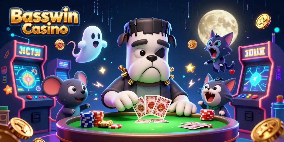 Basswin Casino: Experience thrilling card games with playful characters in a vibrant, engaging atmosphere