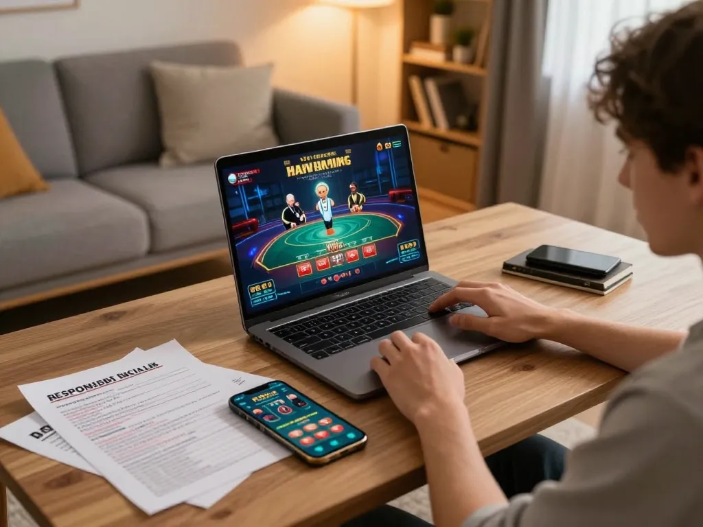 Player using HB88 for online live casino gaming with strategic notes on the table