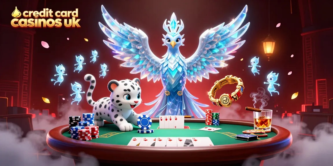 Experience thrilling gameplay at credit card casinos uk with an ice phoenix and poker elements.