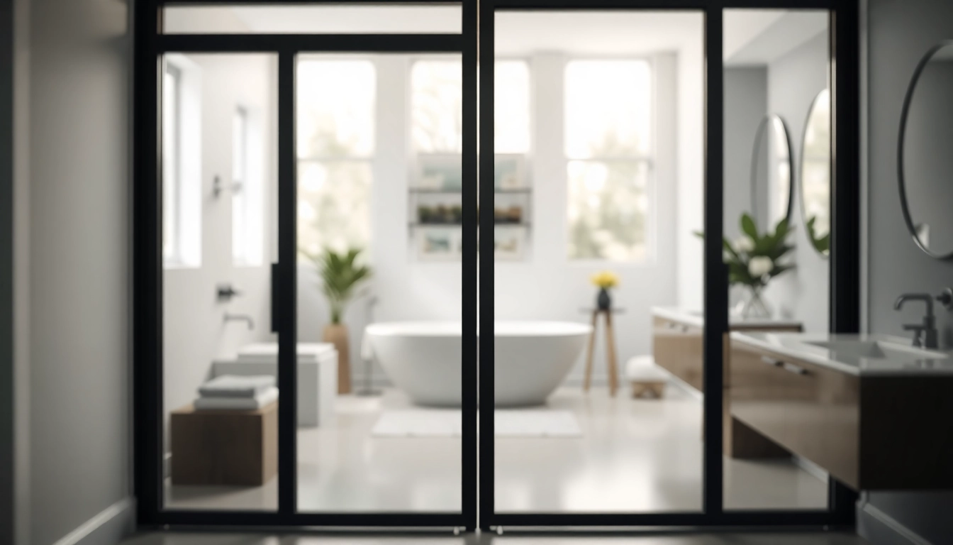 Showcase luxurious black frame shower doors in a sleek modern bathroom design.