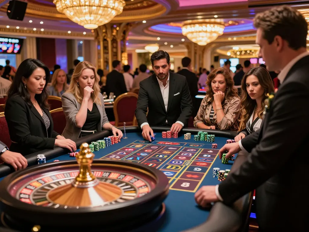 Players at nhà cái cm88 betting on roulette with thrilling anticipation in an upscale casino