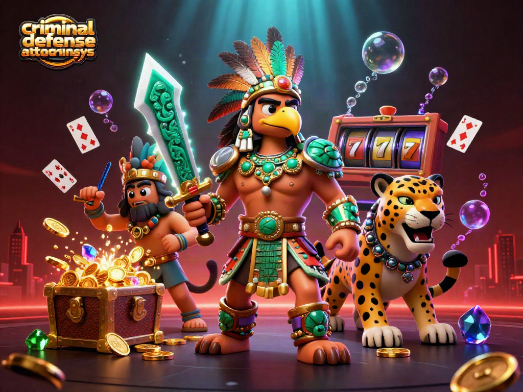 Engage in the thrill of the game with expert criminal defense attorneys in a vibrant, casino-inspired scene.