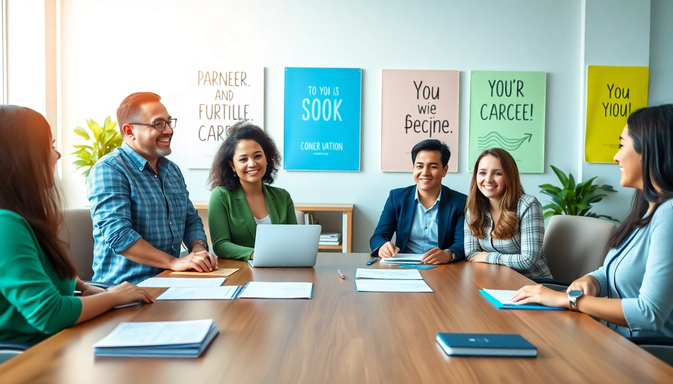 How to find my perfect career with guidance from a friendly advisor in a modern office setting.