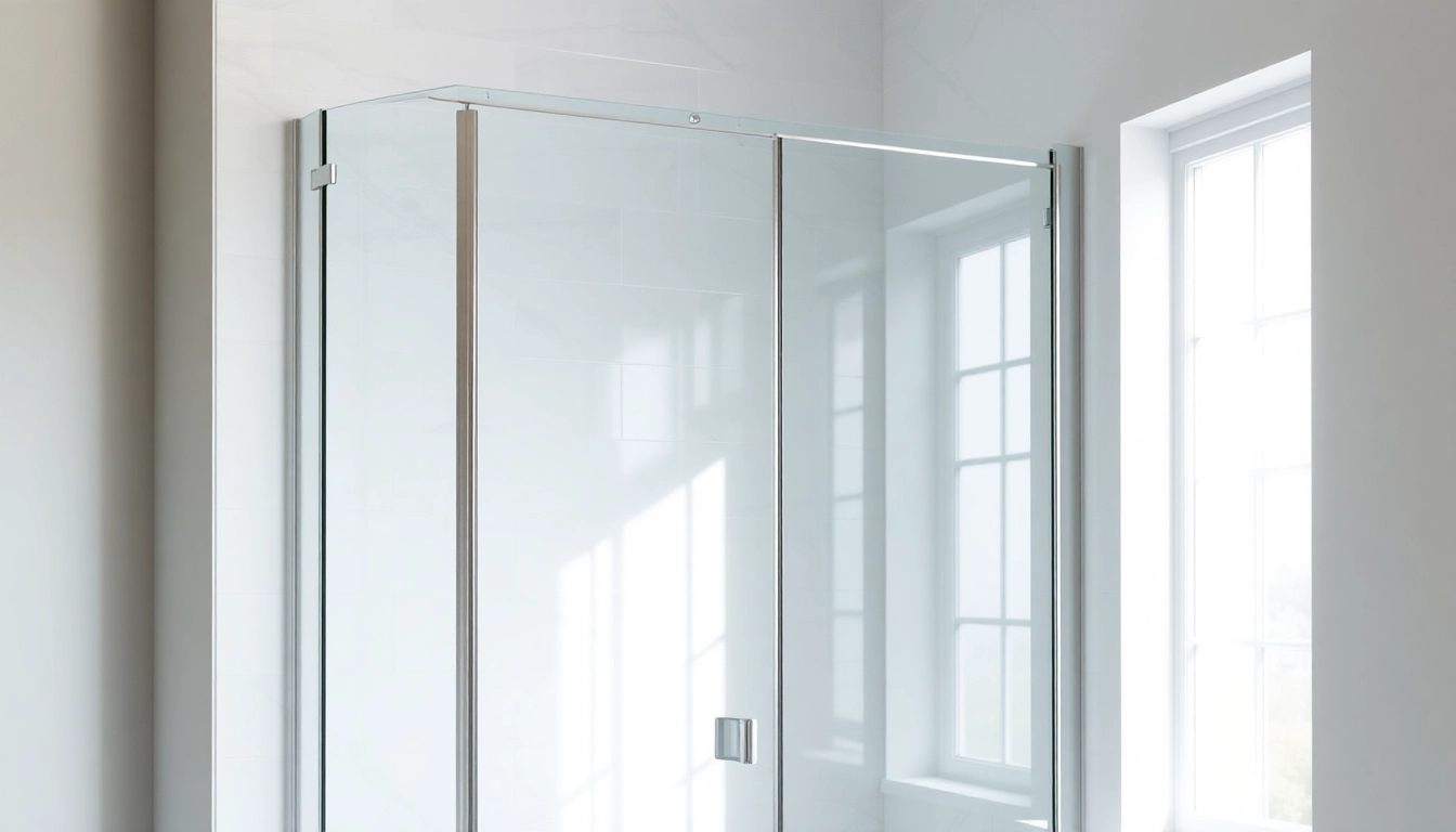 Showcase corner shower screen frameless with sleek design in a modern bathroom.