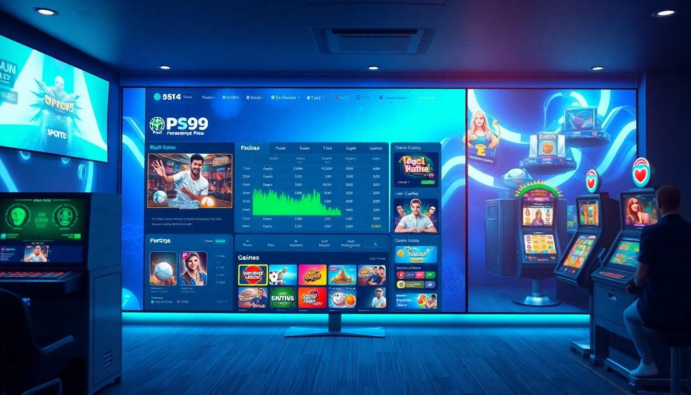 Experience the innovative online gaming interface of PS99, featuring sports betting and live casino games.