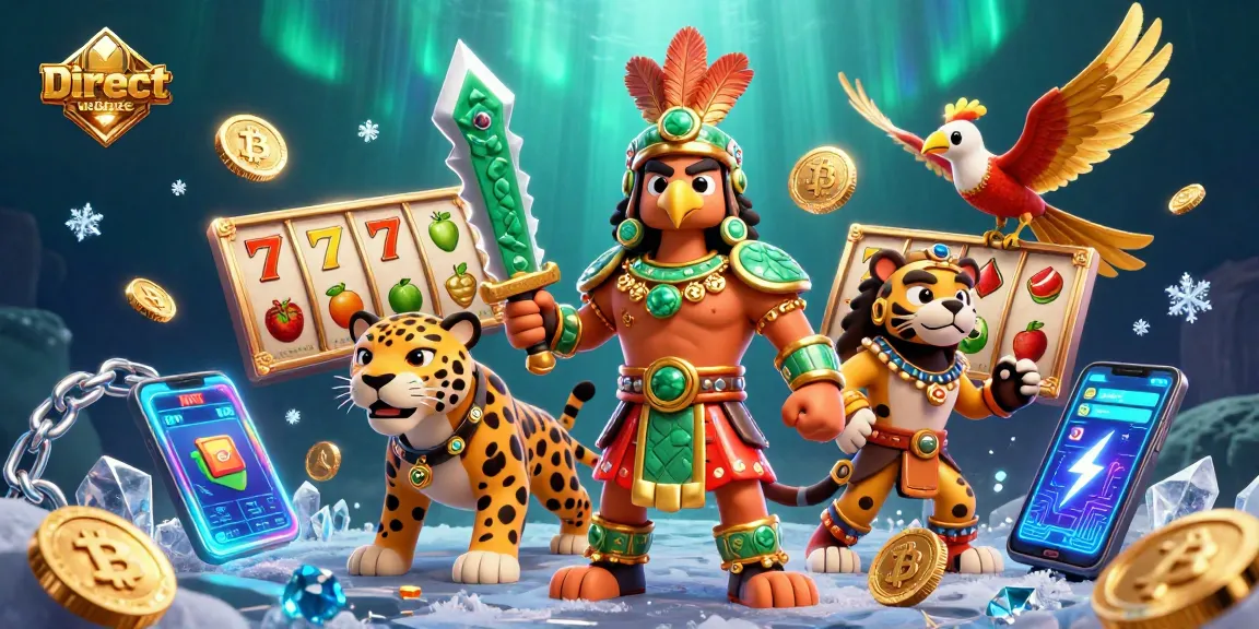 Engage with the Direct website's vibrant casino scene featuring Aztec warriors and exciting gaming elements.