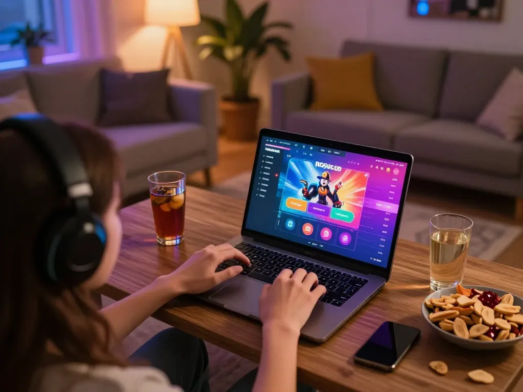 Engaging online gaming experience at Ngonclub with user interacting on a laptop