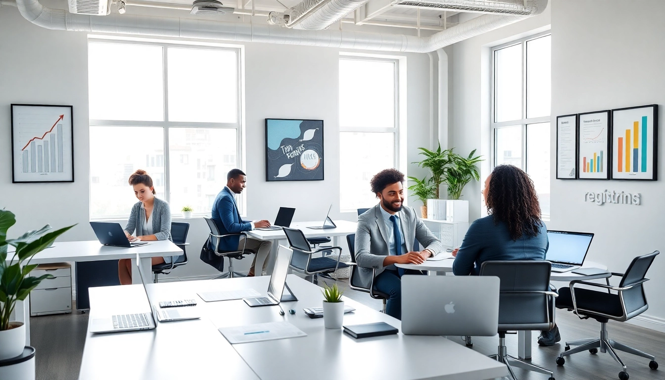 Register Florida LLC in a modern office environment with entrepreneurs and professionals.