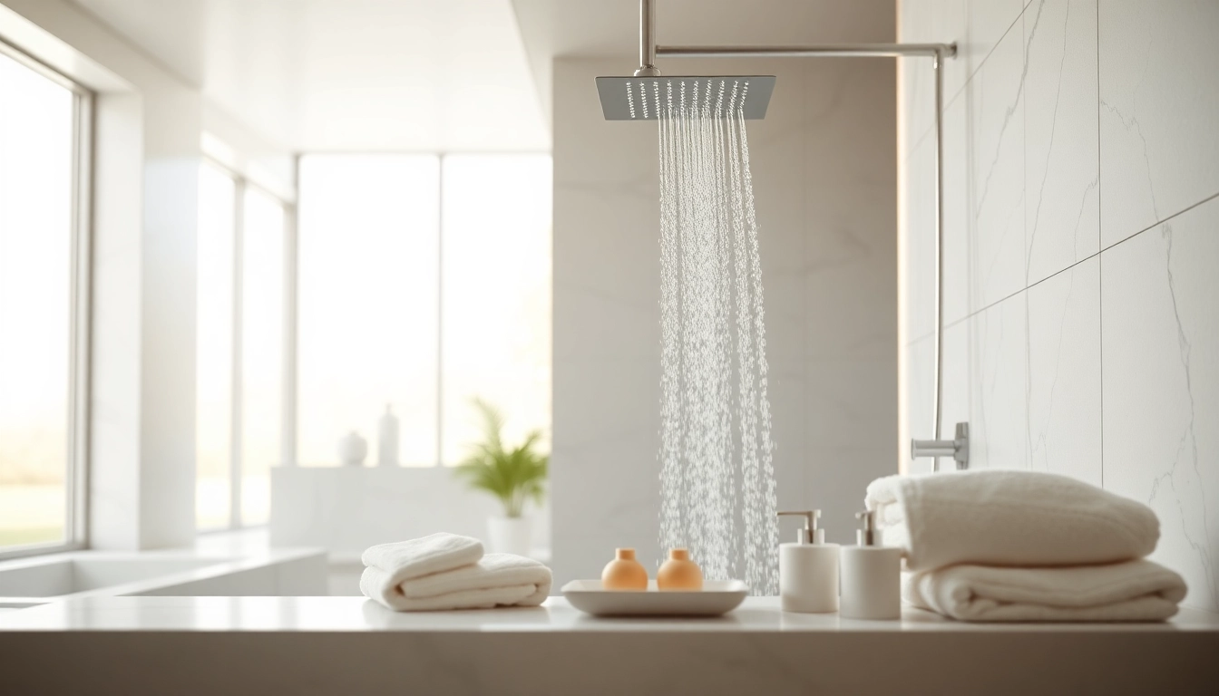 Experience elegant showers with luxurious rainfall in a modern bathroom setup.