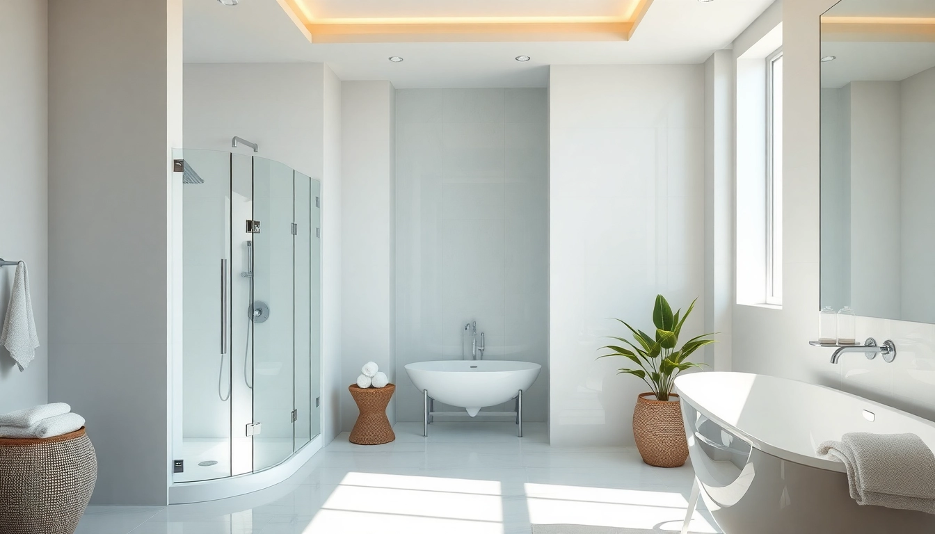 Experience exquisite elegant showers in a modern and stylish bathroom with natural lighting.