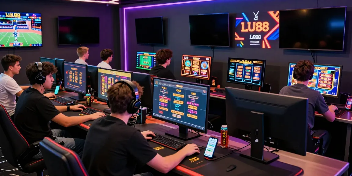 Engaged players using the LU88 online gambling platform in a vibrant dynamic gaming space.