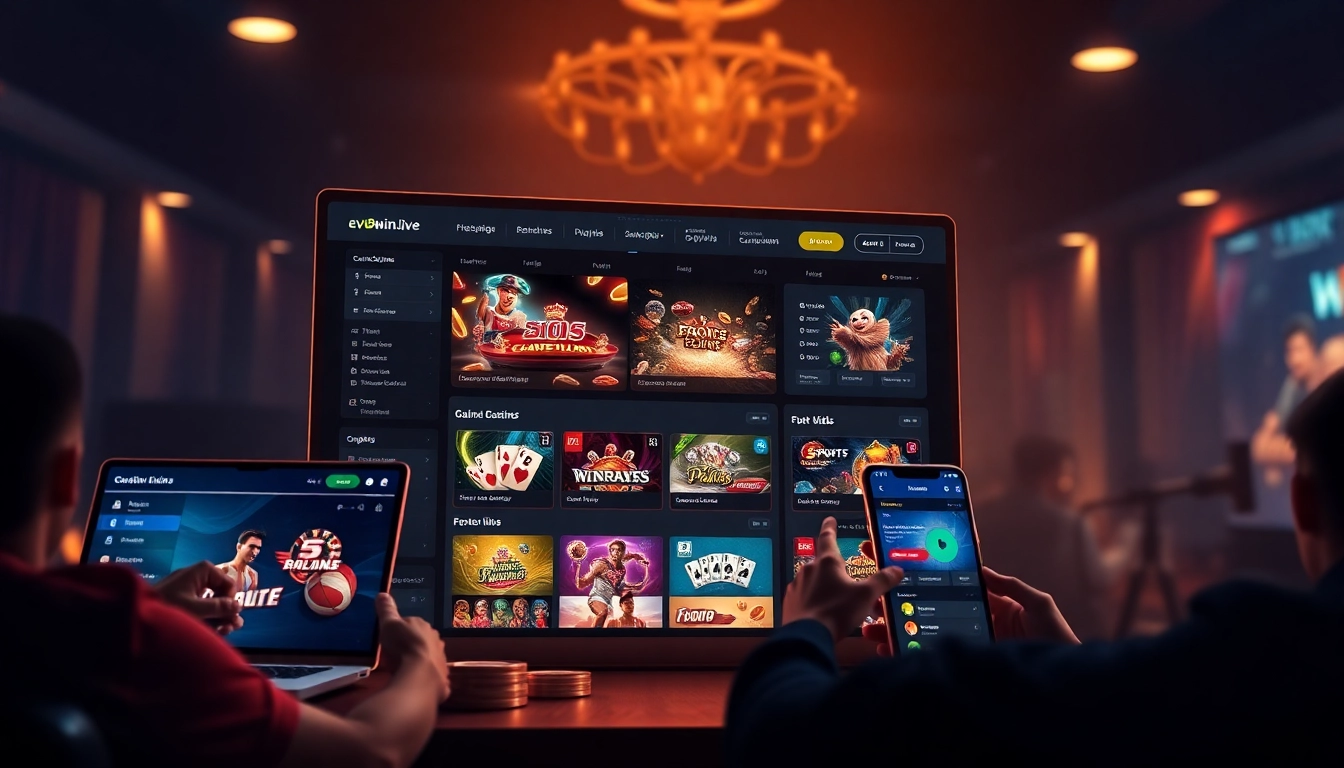 View of the engaging online gambling interface for ev88win.live showcasing casino games and betting options.