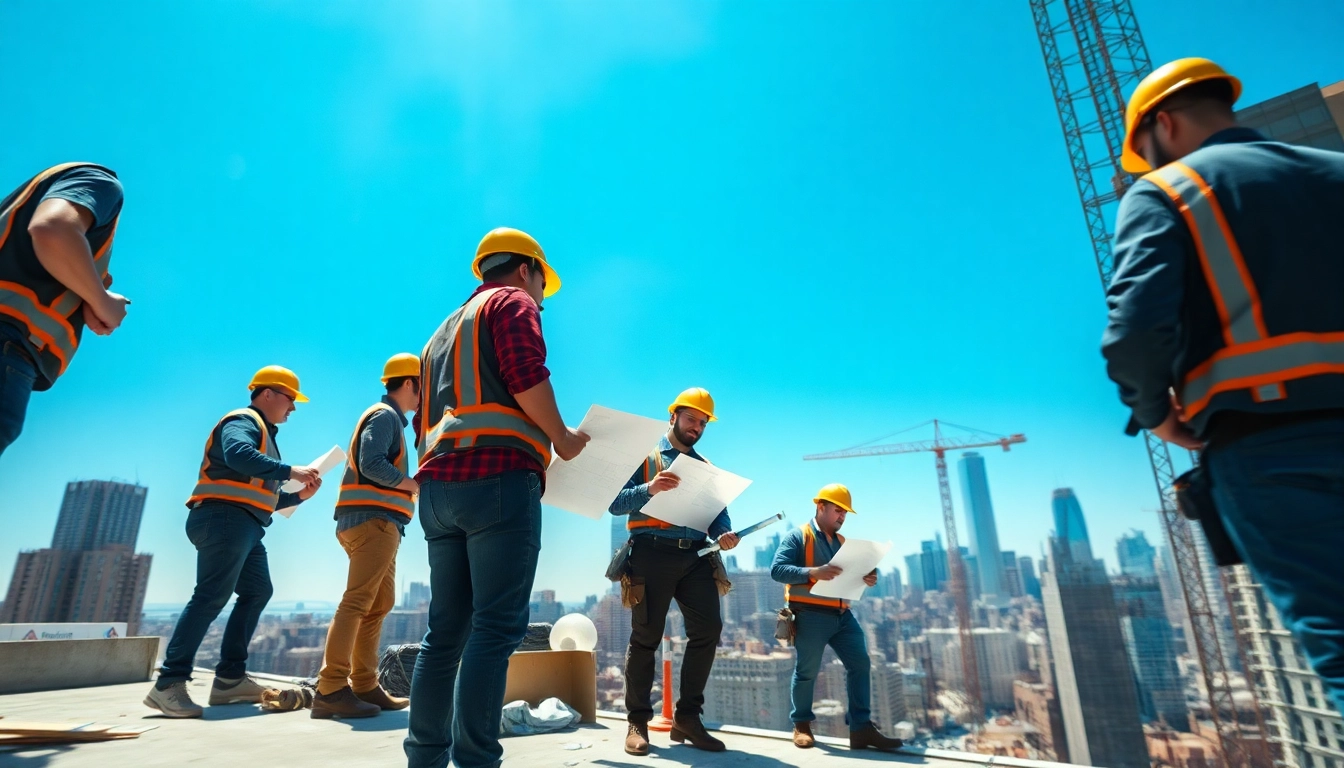 New York City General Contractor collaborating with diverse workers on a construction project.