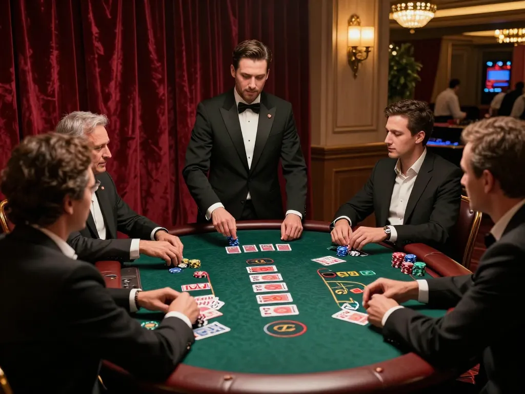Players engaging at Nhà cái SHBET's live blackjack table in a luxury casino setting.