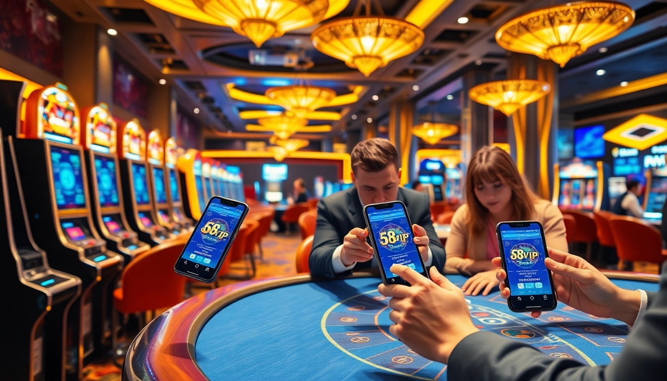 Tải App Nhà Cái 68VIP with engaging users at vibrant casino tables.