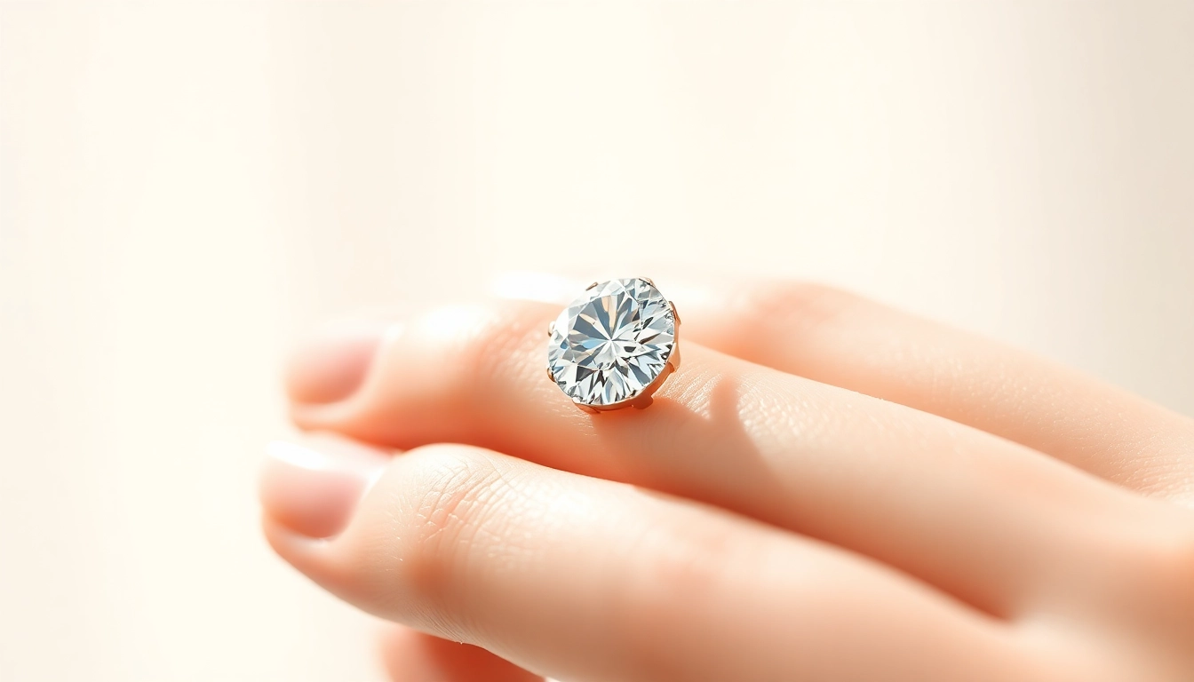 Showcase of a sparkling diamond nose stud emphasizing its intricate design and brilliance.