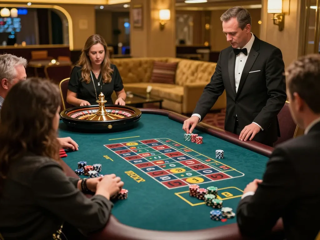 Players engaging with the roulette table at Nhà cái SHBET, showcasing vibrant betting action in a luxury casino.